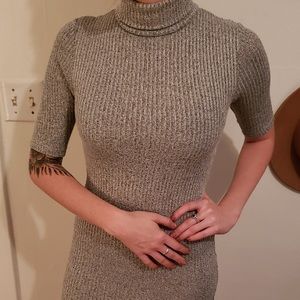 TOP SHOP grey turtleneck bodycon sweater dress